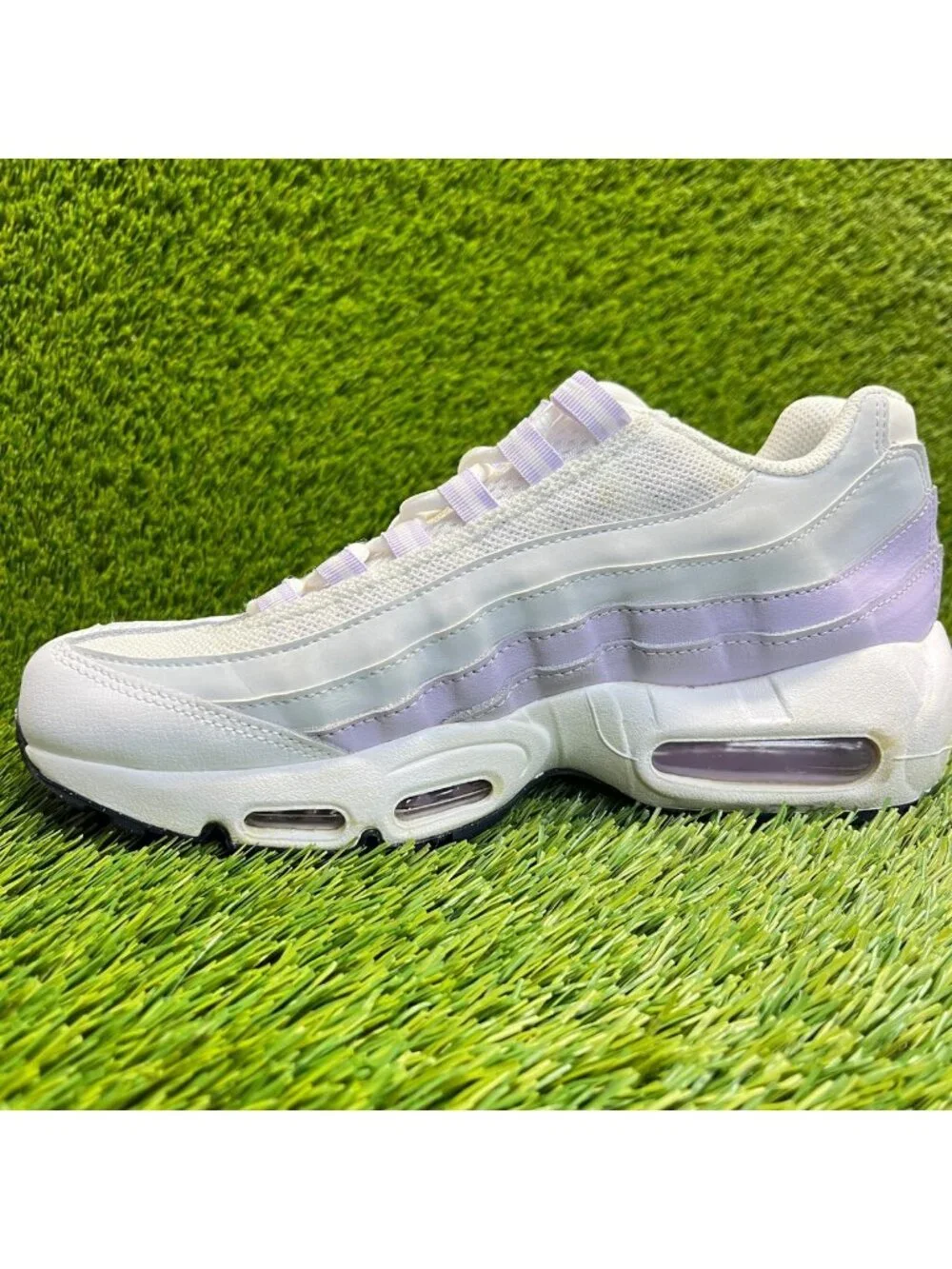 Nike Air Max 95 Recraft Girls Size 6.5Y White Gray Purple Running Shoes Sneakers